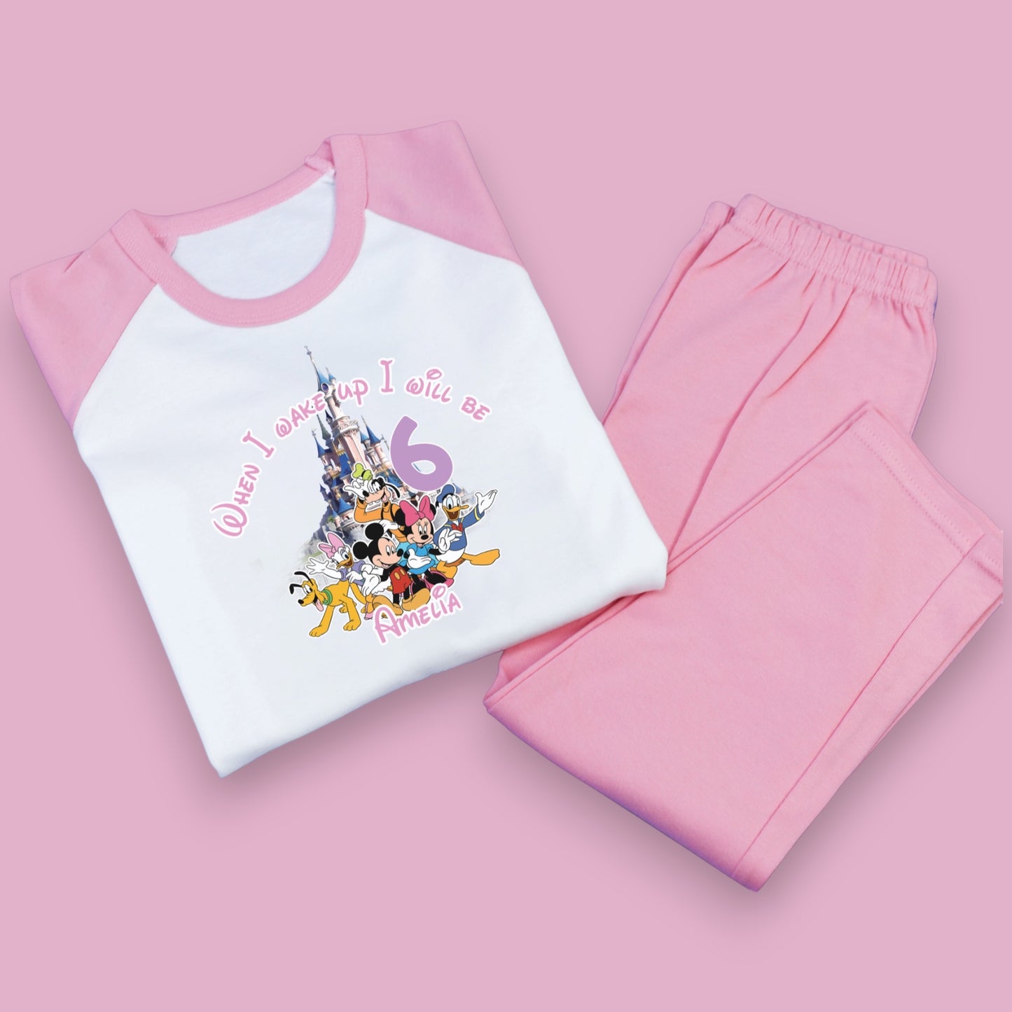 Disney Castle Friends Birthday Personalised Plain Pj's