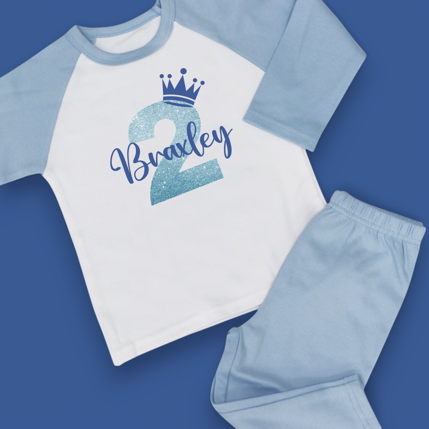 Glitter Number Name Birthday Personalised Plain Pj's