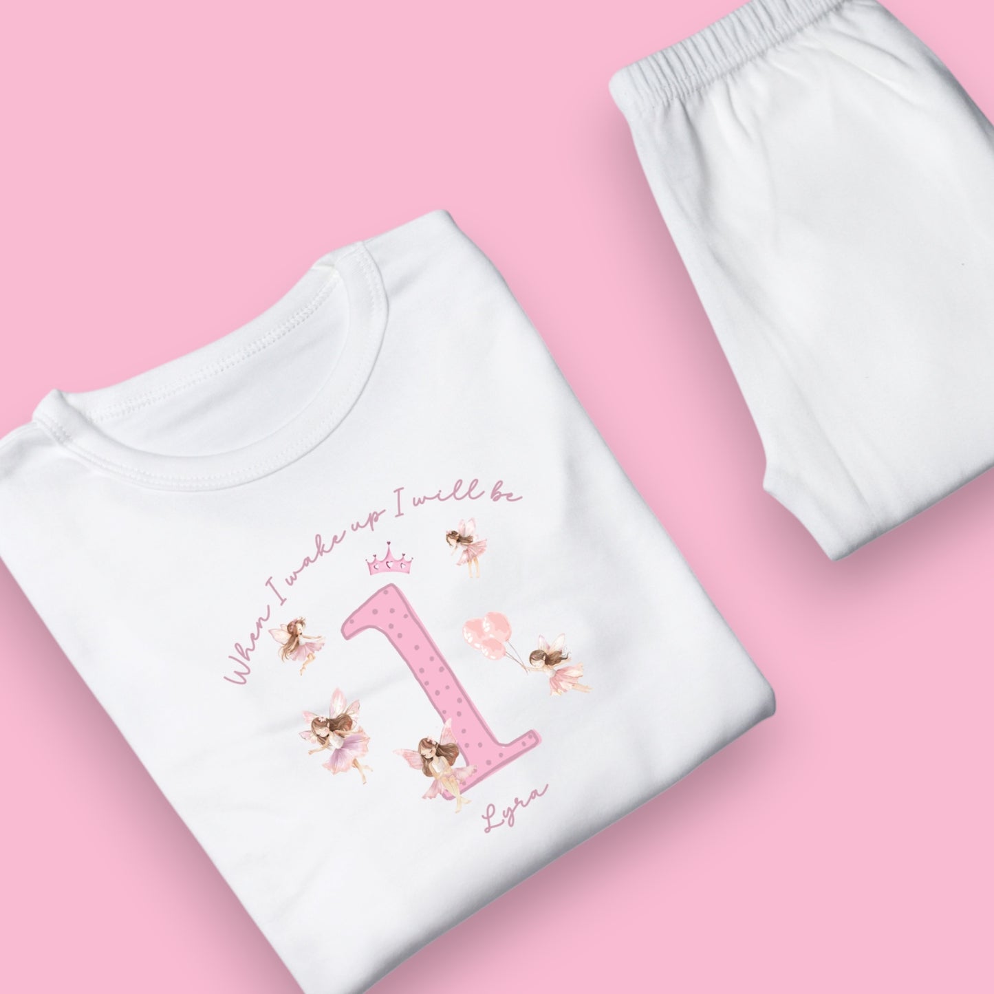 Spotty Fair ONE Personalised Birthday White Baby Pj's