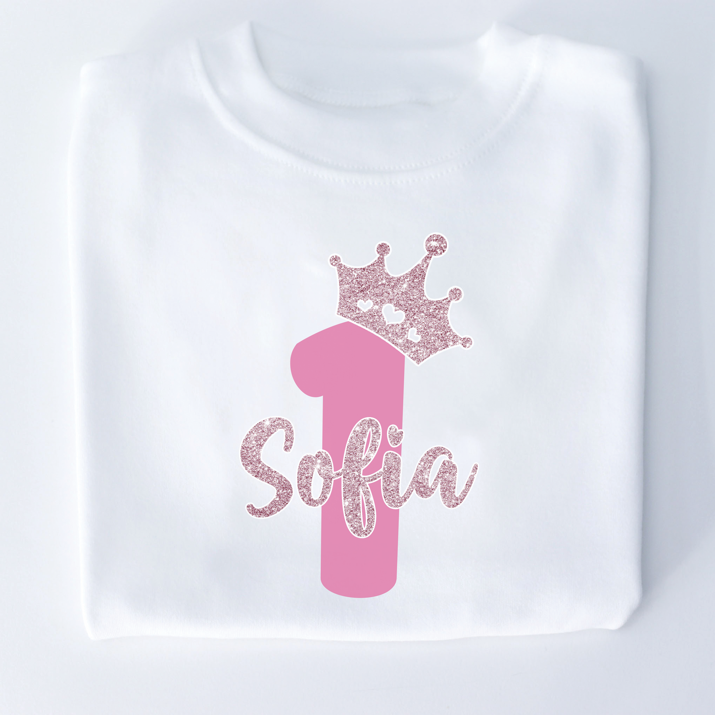 Glitter Name Princess Crown Birthday Personalised T-Shirt