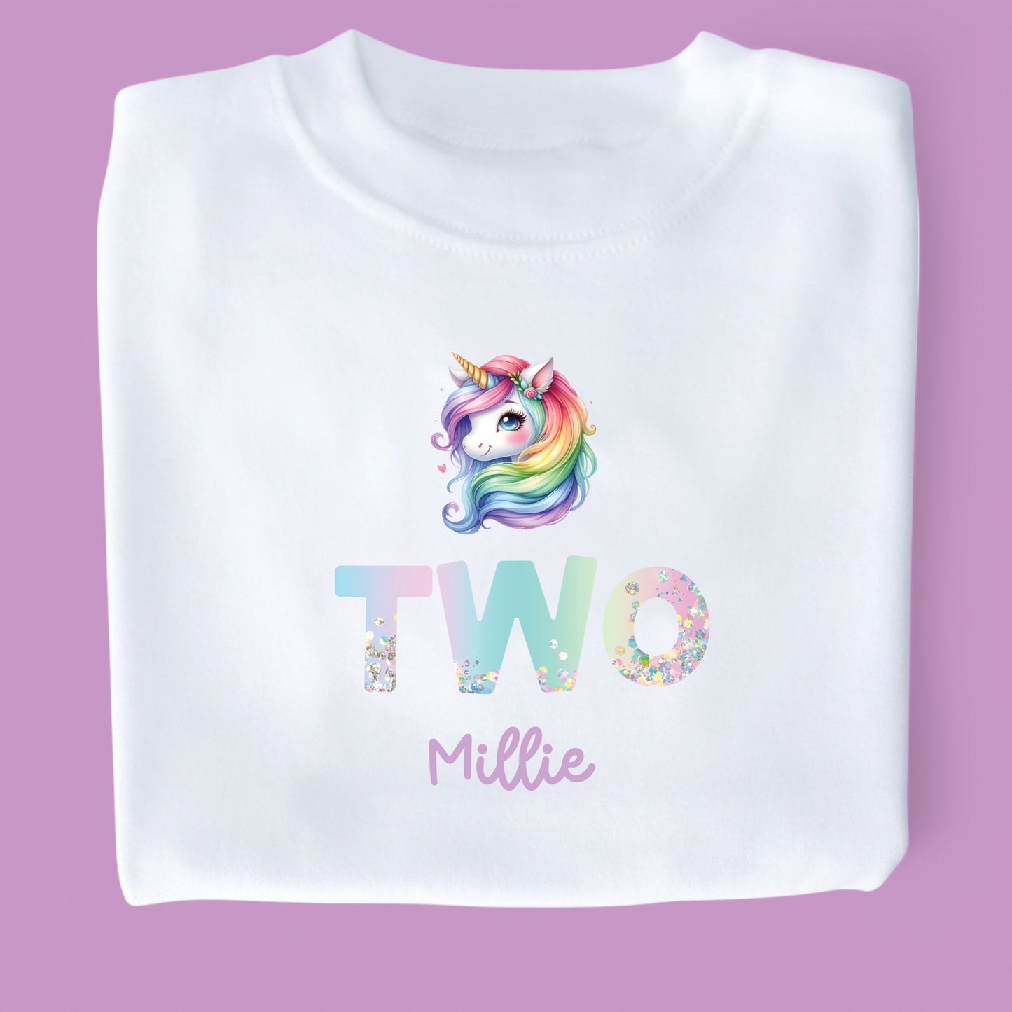 Rainbow Unicorn Birthday Personalised T-Shirt
